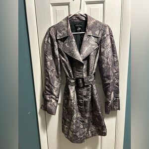 INC International Concepts Snake Print Trench Coat - Gray and Black